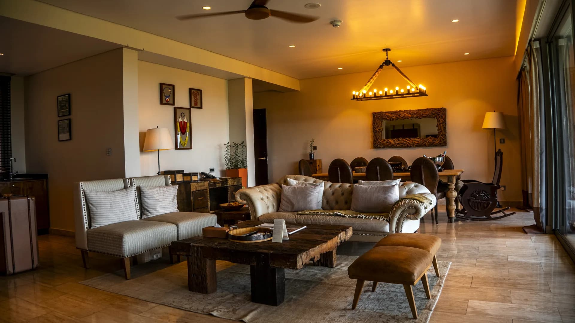 A luxury lodge suite living room advisors inspect on an EXG FAM trip